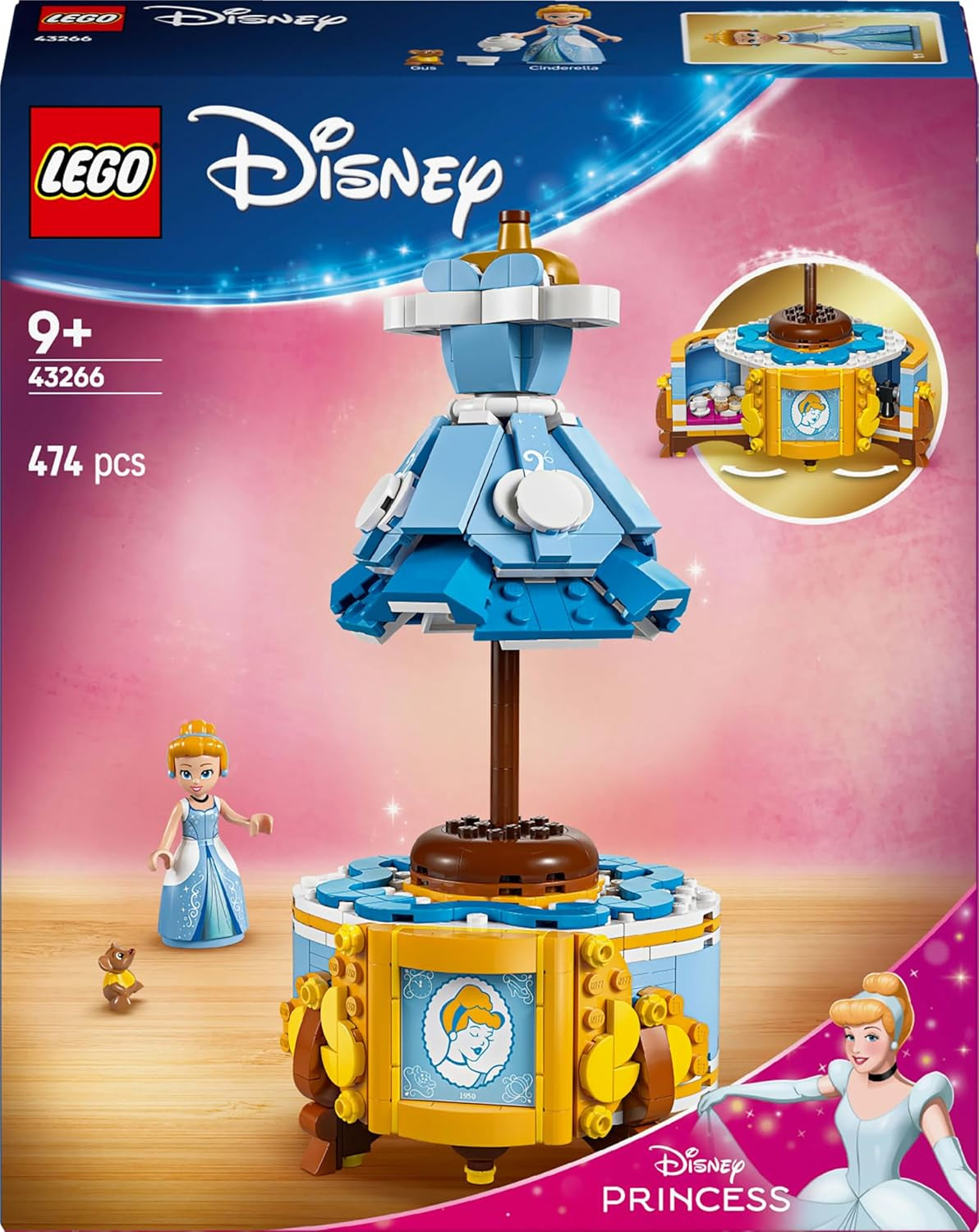 LEGO® Disney Sukienka Księżniczki Kopciuszka, zabawka dla chłopców i dziewcząt od 9 lat - zawiera wieszak na sukienkę, minilaleczkę Kopciuszka i figurkę myszy - Zestaw kreatywny 43266 Zestawy do budowania Beuche den LEGO-Store
