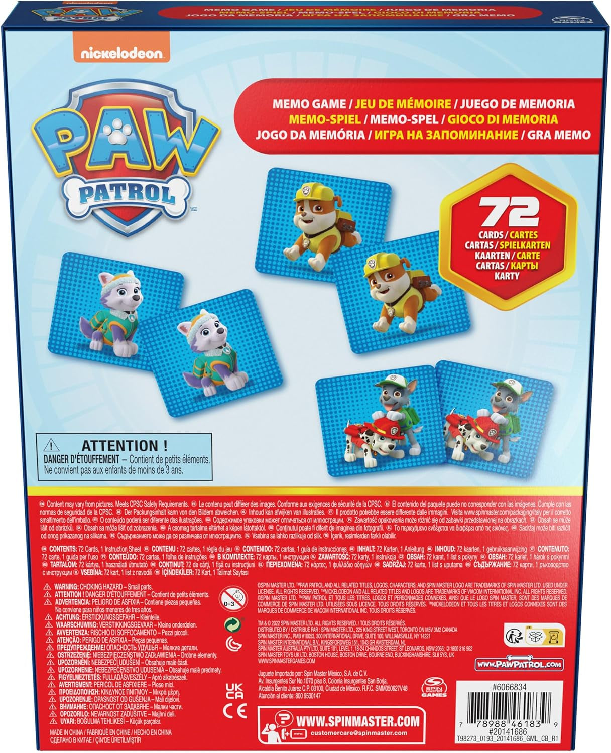 Spin Master Gry Psi Patrol, gra pamięciowa, zabawka Psi Patrol, Chase, Stella, Marcus, Ruben, gry pamięciowe z książeczkami, dla dzieci powyżej 4 lat Figurki Naty Shop