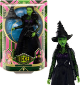Mattel Wicked Elphaba Fashion Doll i akcesoria z zieloną skórą, czarnymi warkoczami, różnymi możliwymi pozami i odpinanym wyglądem sukni balowej, HXT62, [wielokolorowy]
