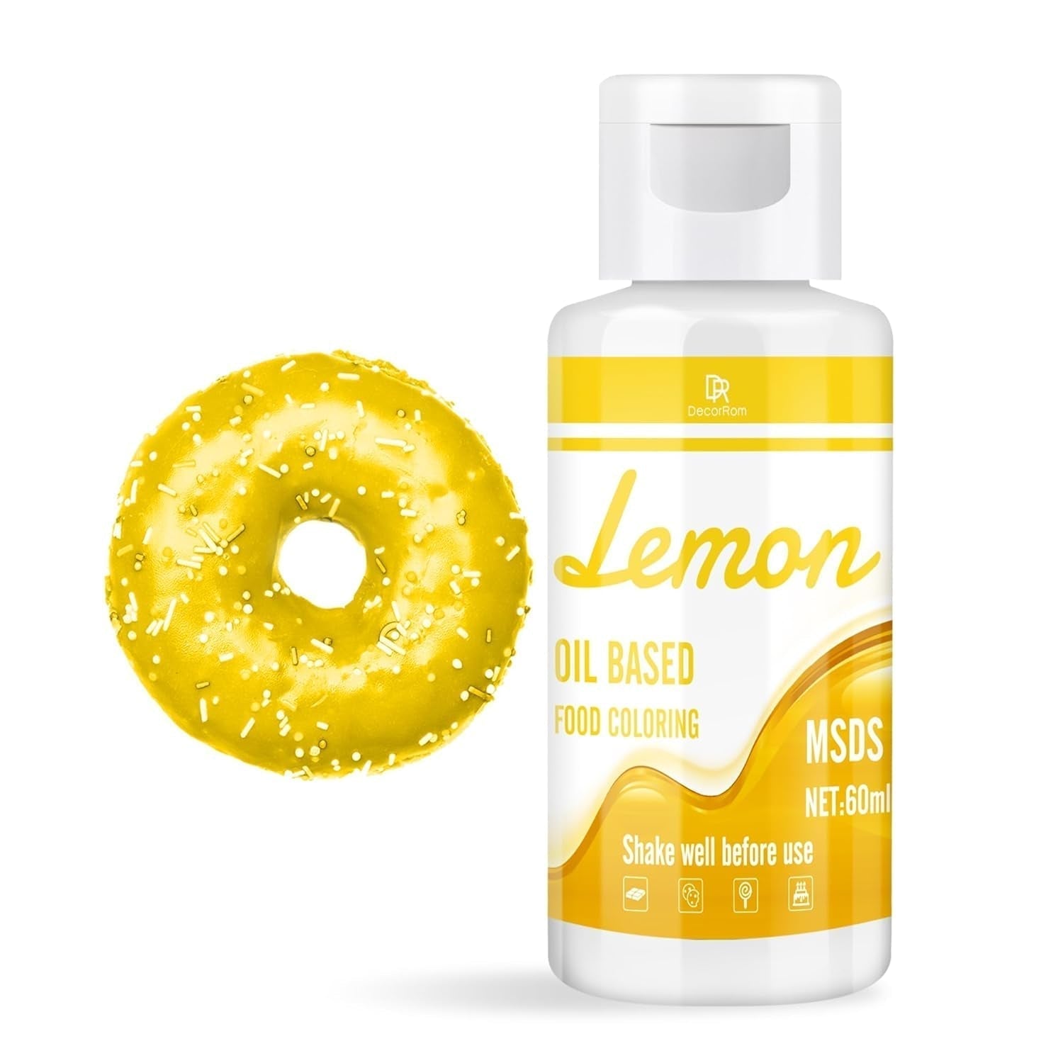 Fettlösliche Lebensmittelfarbe Für Schokolade - 60Ml Ölbasis Lebensmittelfarben Für Fondant, Torten Dekoration, Backen - Flüssige Barwnik spożywczy Für Kakaobutter, Buttercream, Kuchen (Schwarz) Naty Shop Gelb