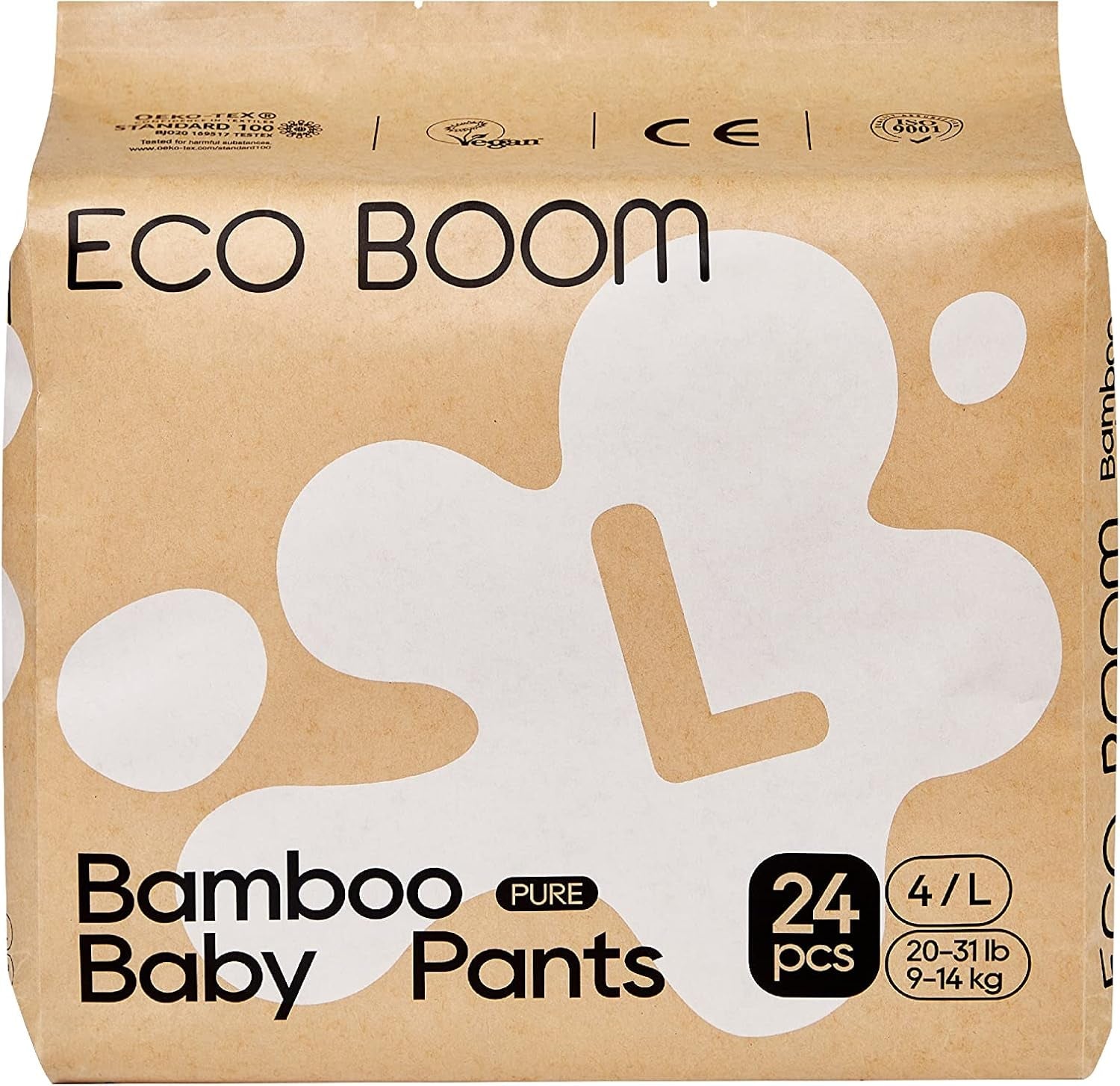ECO BOOM Bambusowe pieluchy dla niemowląt - Rozmiar 6 (20kg), Roślinne pieluszki typu pull-up (17szt) - Premium Organic, Bezzapachowe, Przyjazne dla skóry, Super chłonne