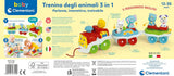 Clementoni Animali-3 Mówiący interaktywny, rozkładany elektryczny pociąg zabawkowy dla 1-letniego dziecka (wersja włoska) Made in Italy Multicolor 17740 Jucarii Bebe Naty Shop