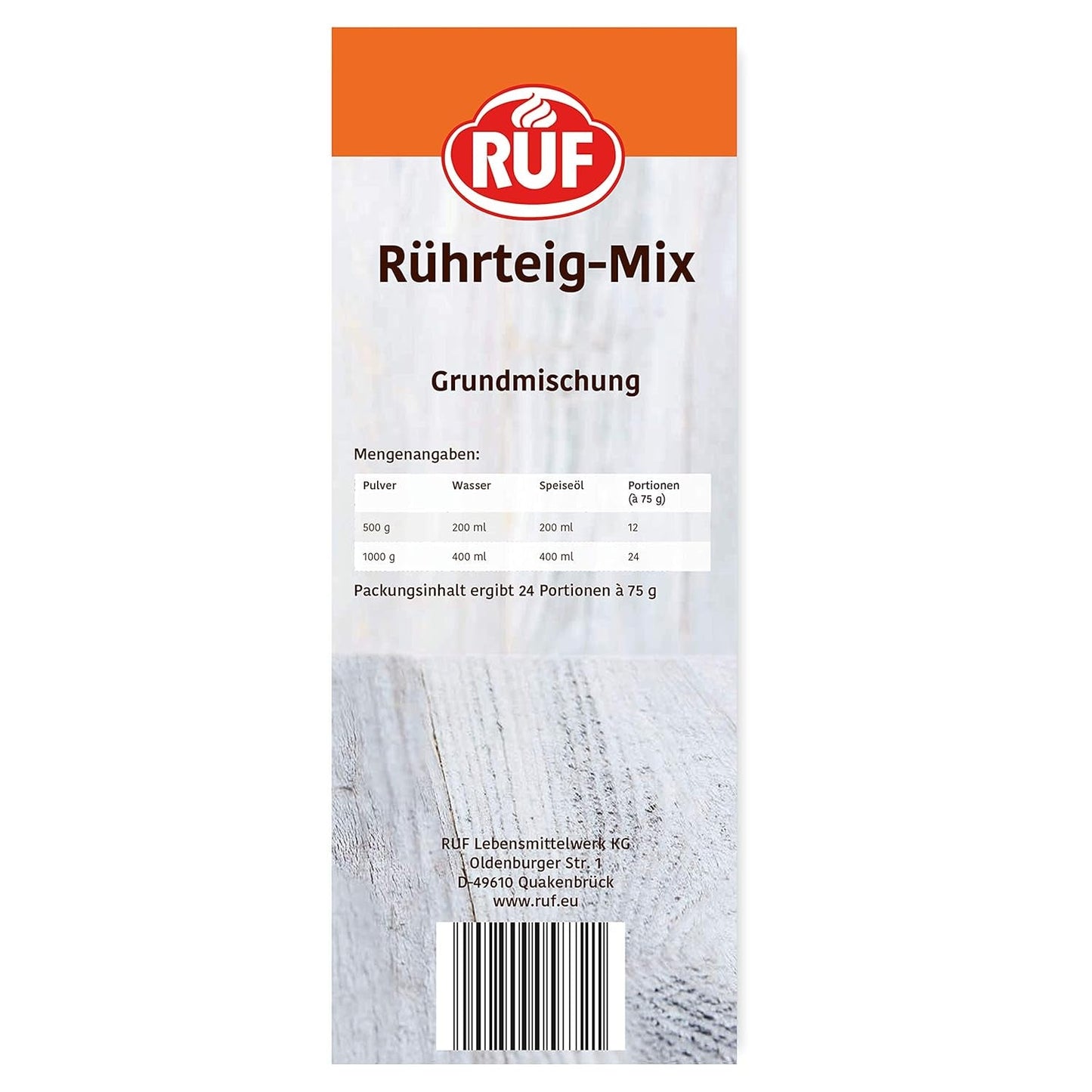 RUF Rührkuchen Backmischung, Nur Wasser & Öl Zugeben, Rezeptur Für Blechkuchen, Kastenkuchen, Muffins, Gugelhupf Und Tortenböden, 1X1000G Mieszanka do pieczenia i gotowania Naty Shop