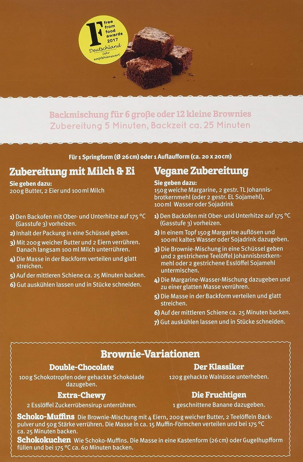Brownies Bezglutenowe, opakowanie 3Er (3 X 400 G) - sklep Bio Naty
