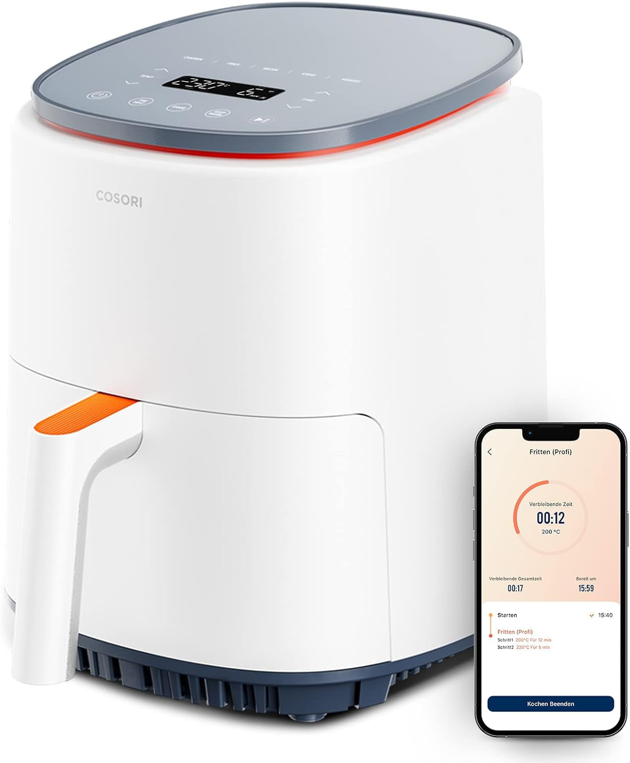 COSORI Frytkownica na gorące powietrze Airfryer, frytownica 12 w 1 XXL 6,2 l, frytkownica na gorące powietrze z okienkiem i przypomnieniem o zamieszaniu, 80 przepisów Sprzęt AGD Naty Shop Pearl White 3,8 l Compact