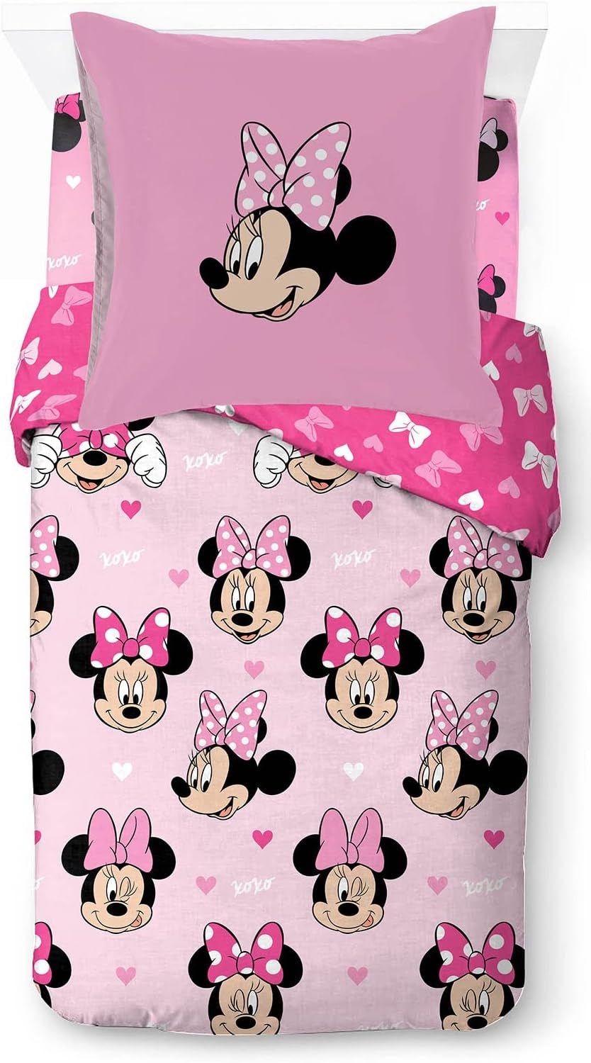 Pościel dla dzieci, Postacie Disneya, 100% bawełna Pościel - dziecięca Naty Shop Różowa - Myszka Minnie 135X200/80X80 (3 szt.)