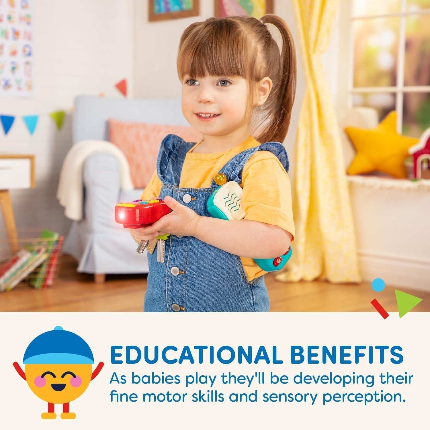 Zabawka Battat-kluczyk dla dziecka - Kolorowy brelok do kluczy samochodowych ze światłem i dźwiękiem dla dzieci od 10 miesiąca życia Bebe Toys Naty Shop