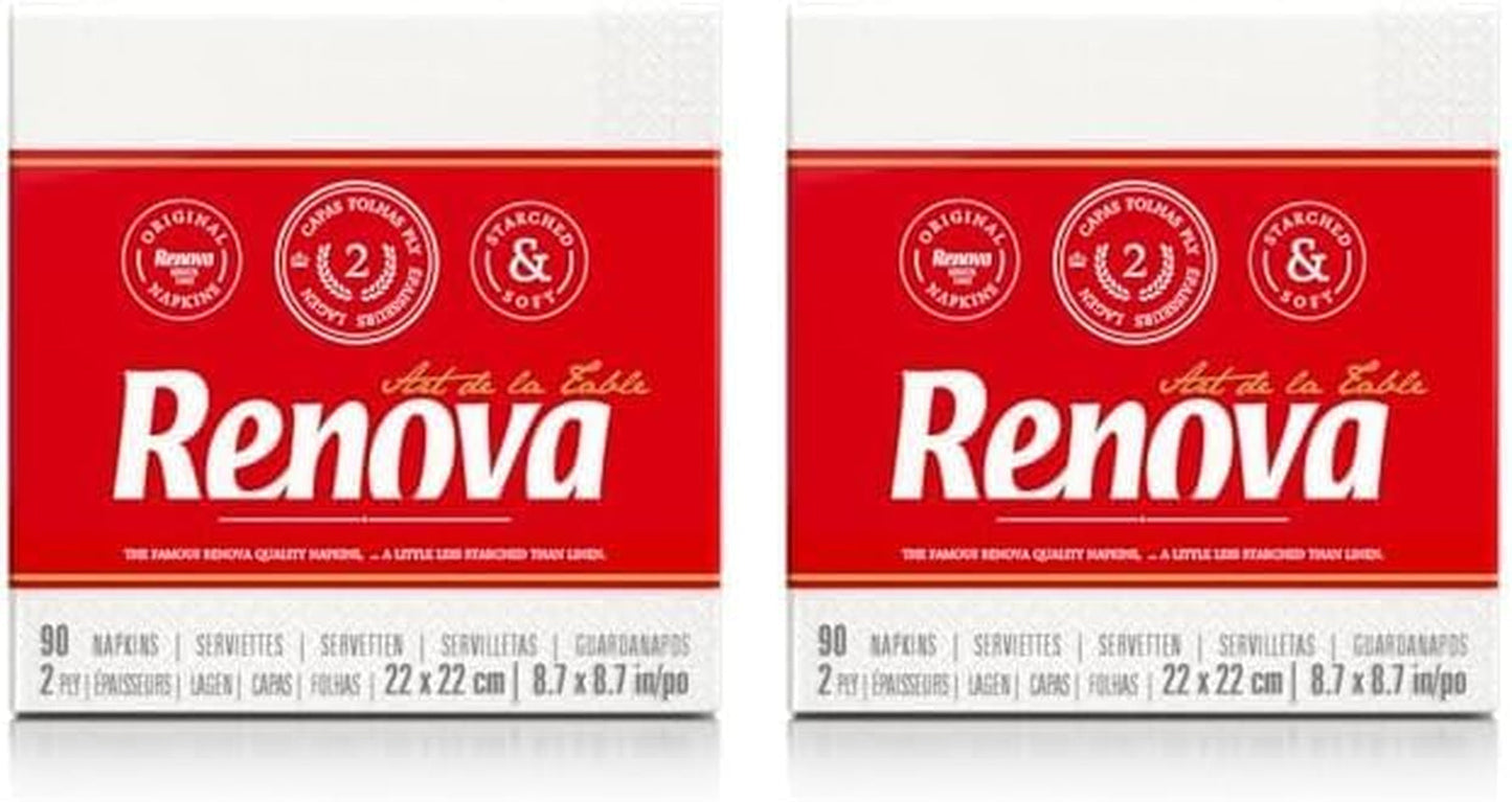 Serwetki papierowe Renova, biały stół w stylu koktajlowym - 90 serwetek (2 sztuki w opakowaniu)
