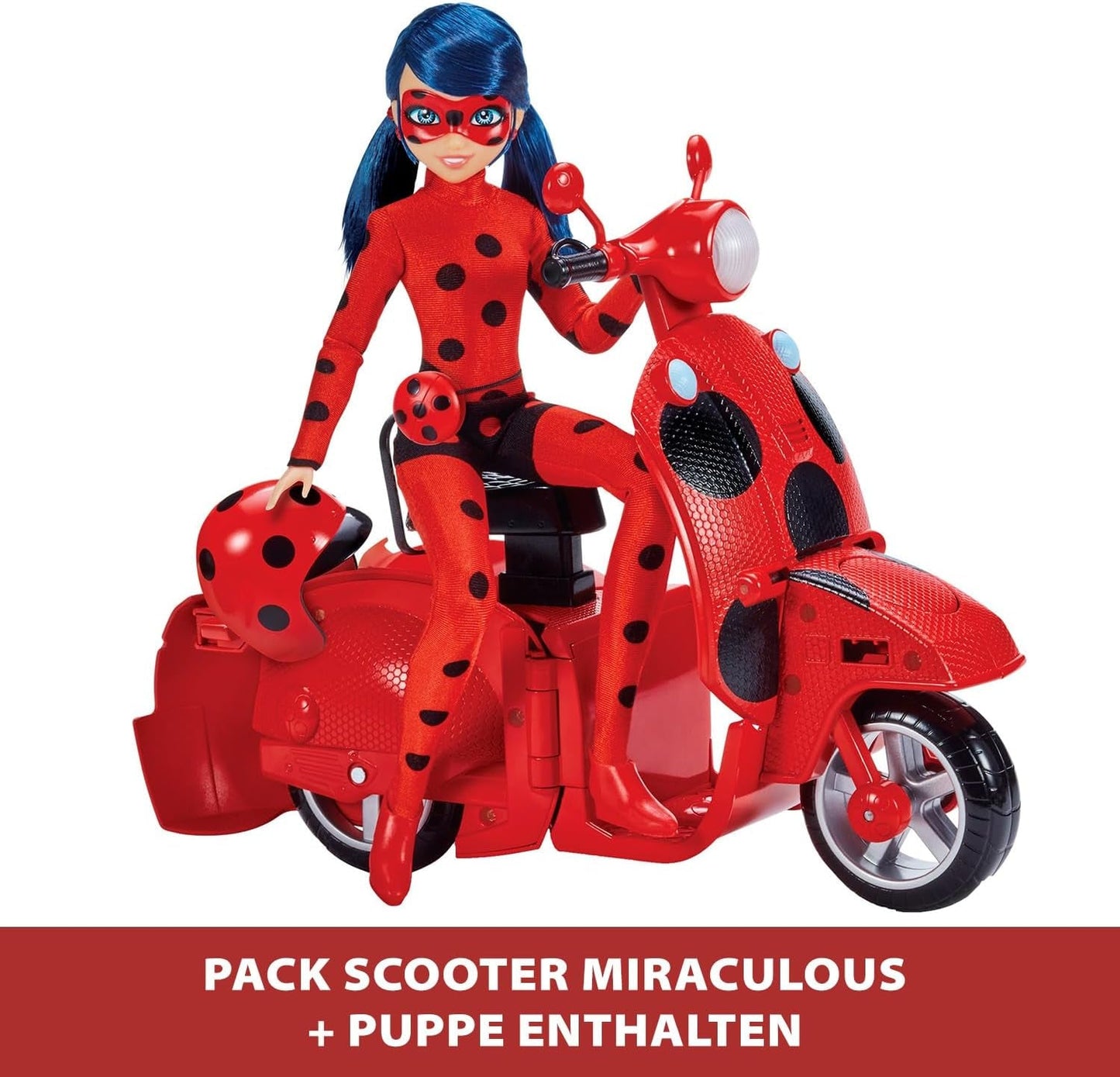 Bandai - Miraculous Ladybug - Cudowna hulajnoga Switch'n Go + 26 cm Biedronka Lucky Charm przegubowa lalka - P50668