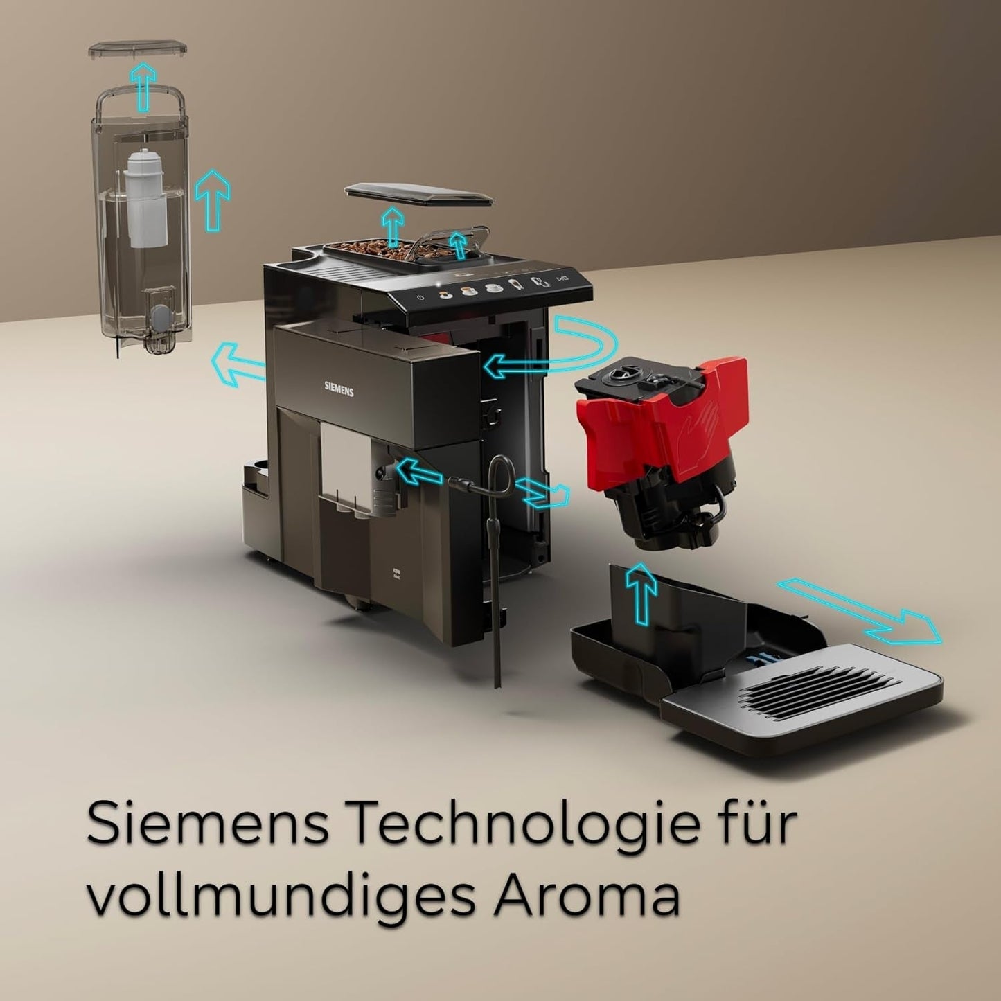 Automatyczny ekspres do kawy Siemens EQ500 klasyczny, kolorowy ekran TFT, 5 rodzajów kawy i mleka, funkcja podwójnej filiżanki, łatwe czyszczenie, wyjmowany moduł zaparzania, z wężem do mleka, czarny, TP511E19