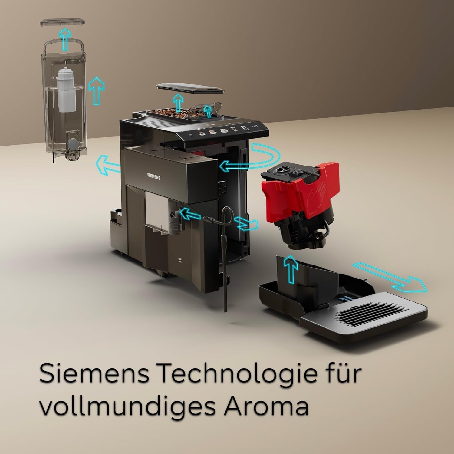 Automatyczny ekspres do kawy Siemens EQ500 klasyczny, kolorowy ekran TFT, 5 rodzajów kawy i mleka, funkcja podwójnej filiżanki, łatwe czyszczenie, wyjmowany moduł zaparzania, z wężem do mleka, czarny, TP511E19