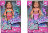 Simba 105733424 - Evi Love The Little Mermaid, różne 2 sposoby, zostanie dostarczony tylko JEDEN przedmiot, Evi jako syrenka, ruchoma płetwa ogonowa, z konikiem morskim, lalka modowa 12 cm, wiek 3+