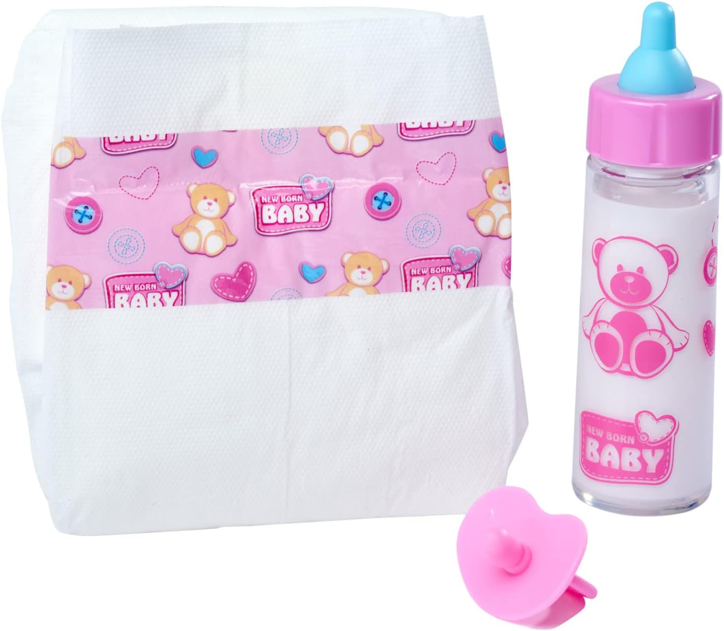 Simba 105562487 - Zestaw do karmienia noworodka, smoczek, pielucha i znikająca butelka dla lalek 38-43 cm
