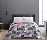 Decoking 32350 Narzuta 220X240 cm Dwustronna narzuta z mikrofibry łatwa w utrzymaniu Beżowy Jasny brąz Kakaowy brąz Szary Stal Antracyt Grafit Czarny Biały Różowy Koty Inwazja kotów Legowiska i koce Beuche den DecoKing-Store