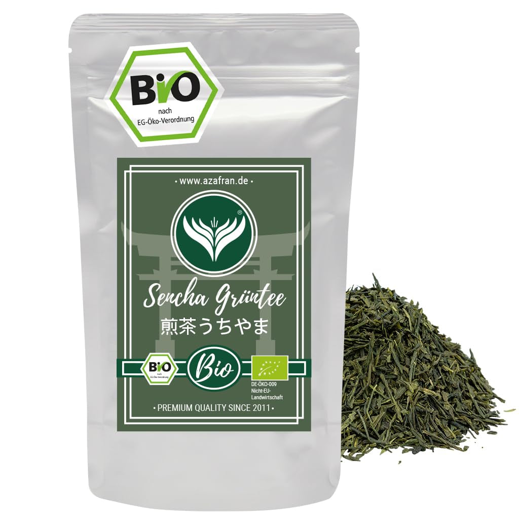 Azafran Green Tea - Organiczna herbata zielona Sencha Loose Cut - Oryginalna Uchiyama z Japonii 250 g