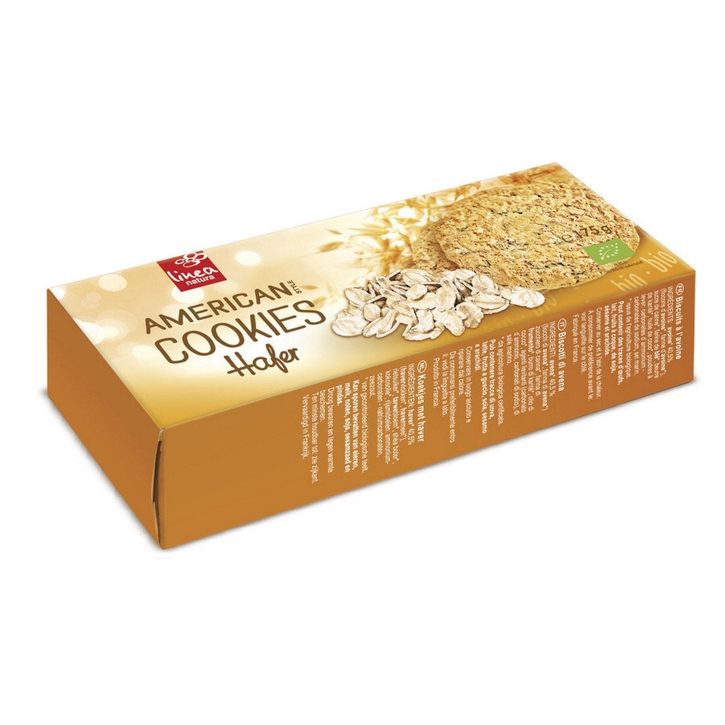 Organiczne ciasteczka owsiane, ciasteczka owsiane amerykańskie, organiczne ciasteczka owsiane amerykańskie, 175 g
