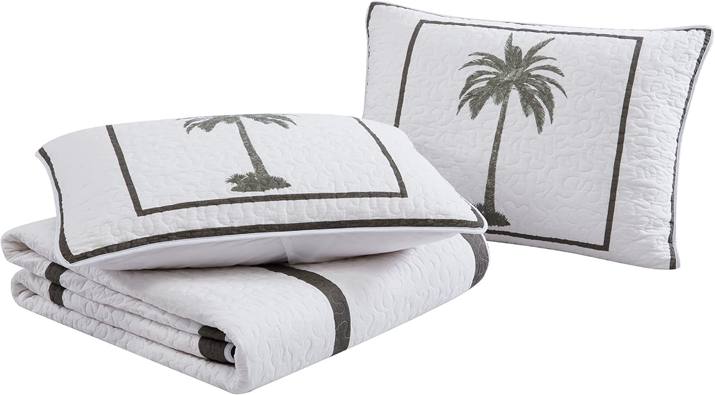 Kolekcja Tommy Bahama Palm Island | Pocieszyciel - 100% bawełna, dwustronny, miękki i oddychający, wstępnie wyprany dla dodatkowej miękkości, łóżko king size, szary Kołdry i kołdry Naty Shop