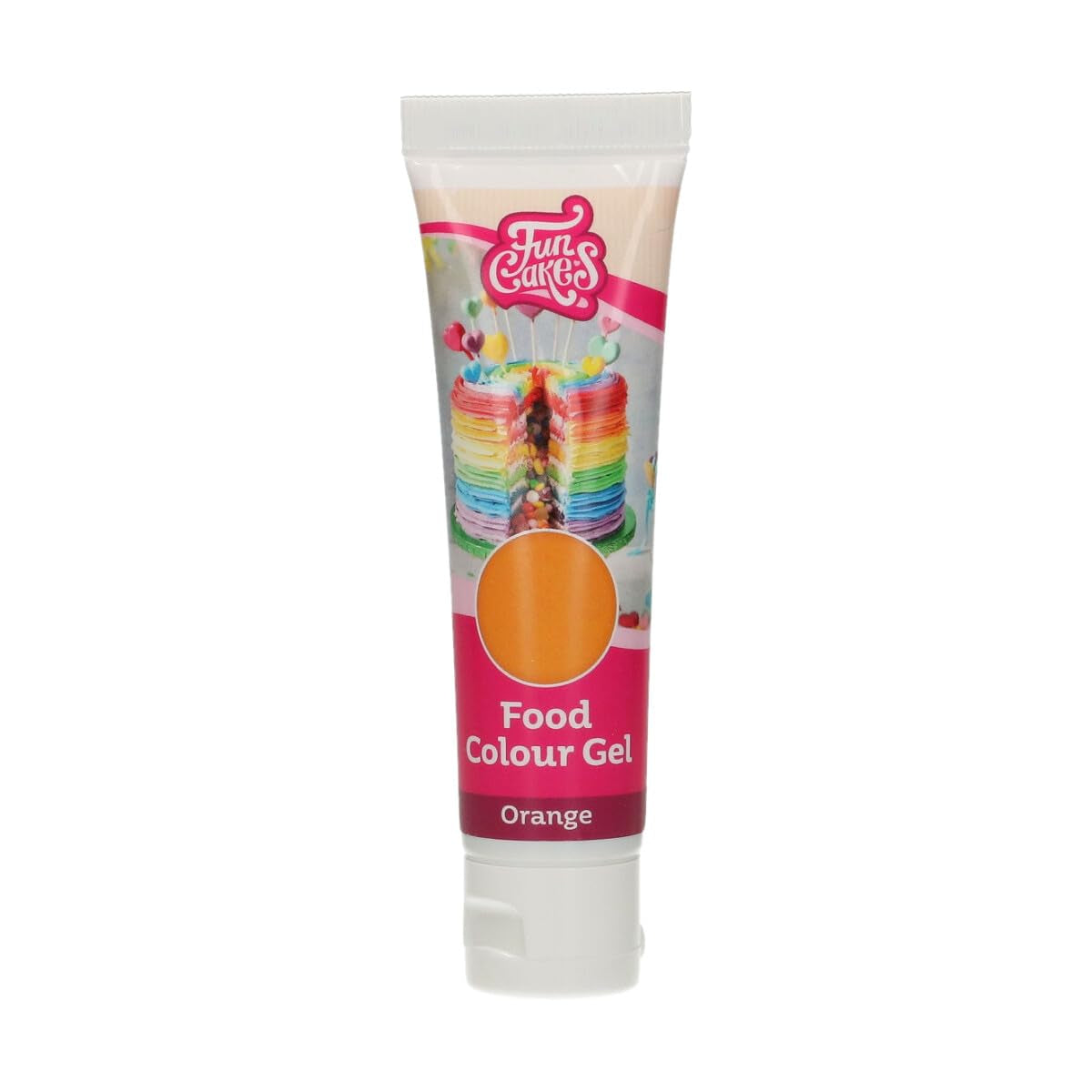 Funcakes Gel Food Barwnik Pomarańczowy: Wysoce skoncentrowany barwnik spożywczy do ciast, śmietany, fondantu i marcepanu. Łatwe dozowanie. Pojedyncza kropla pozwala uzyskać żywe kolory. Halal. 30 gr.