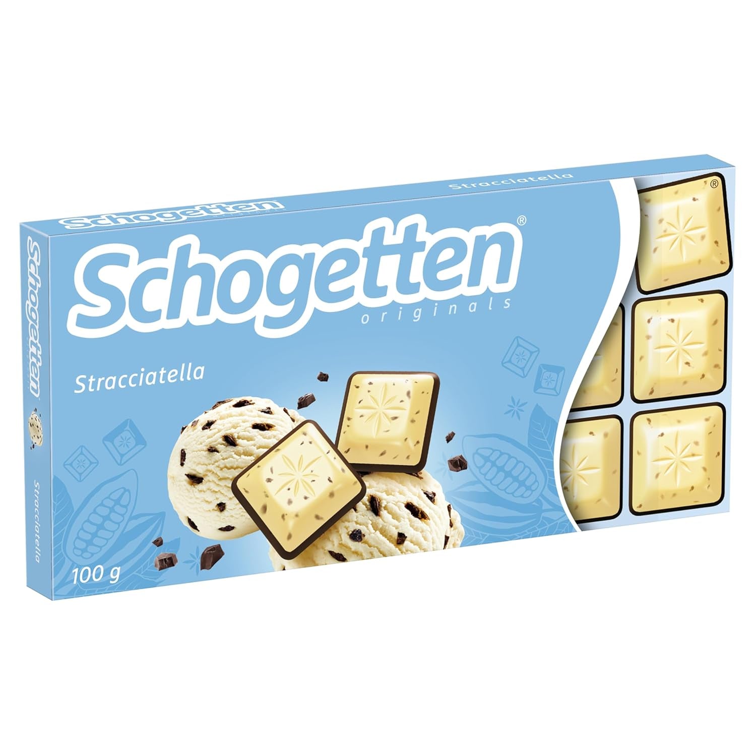 Batonik czekoladowy Schogetten Stracciatella 100g, pojedynczo porcjowany. Rozkosz. Kawałek po kawałku.