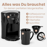 Ekspres do kawy Clatronic® na 1 filiżankę | Idealny ekspres dla singli | Ekspres do kawy z filtrem i filiżanką ceramiczną | Mały ekspres do kawy z filtrem, idealny w podróży | KA 3356