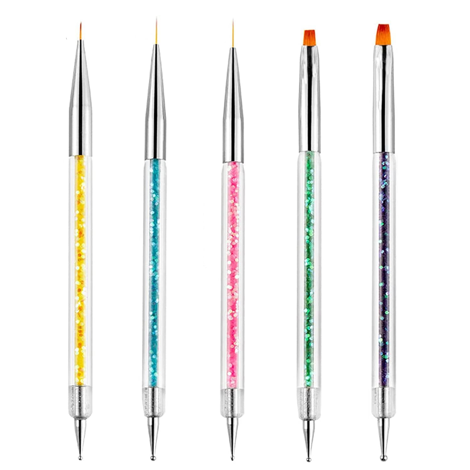 Nagel Pinsel 5 Stück Nagel Art Fineliner Pinsel, zestaw Nagel Pinsel Pinsel dla Nagellack Pędzel do paznokci Nagellac Pinsel Art Pen dla DIY Nail Art Design. (Farba-1)