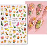 JMEOWIO Nagelsticker Sommer Frucht 9 Blatt Nail Art Naklejka Selbstklebend Nagelaufkleber Zitronen Dekoration Nageldesign Zubehör