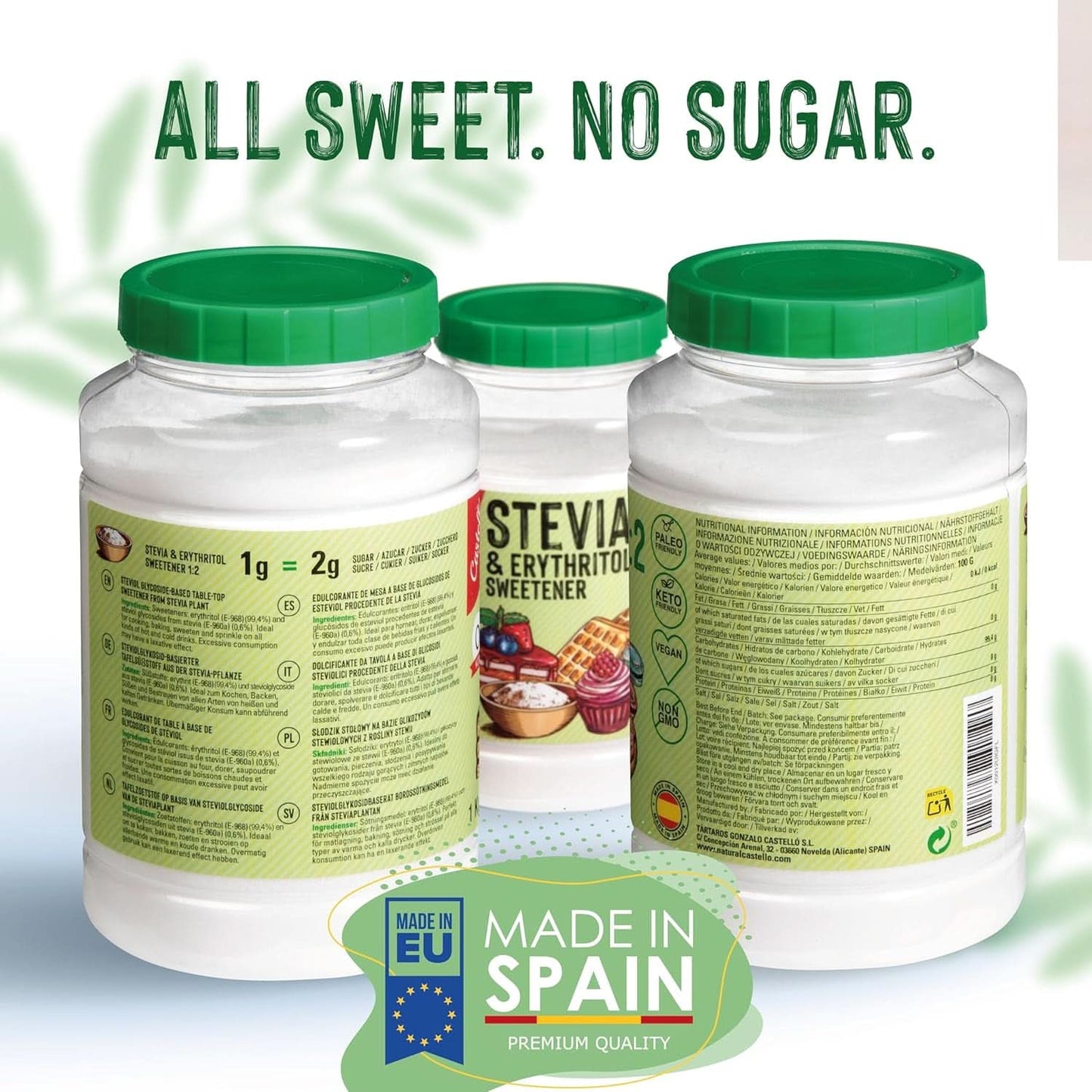 Stewia + Erytrytol 1:2 Słodzik, 1G = 2G Cukier, 1 Kg Słodzika Naty Shop