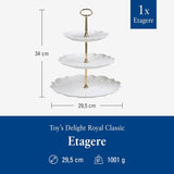 Półka Villeroy & Boch Toys Delight Royal Classic, dekoracyjny, warstwowy stojak na ciasteczka, ciastka i małe kawałki ciasta, porcelana premium, biały