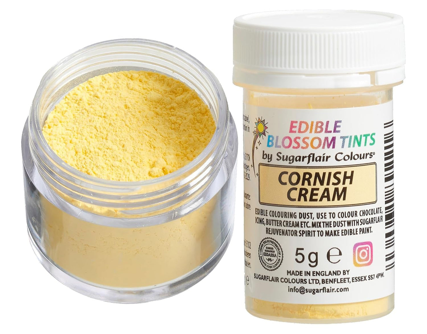 Sugarflair Blossom Tint Dust Cornish Cream Food Coloring Powder - Barwnik spożywczy w proszku do dekoracji ciast, fondantów, lukrów, czekolady, kremu maślanego, makaroników i nie tylko - 5g