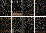 JMEOWIO Nagelsticker Weihnachten Gold Glitter Silber 8 Blatt Nail Art Naklejka Selbstklebend Nagelaufkleber Schneeflocke Winterurlaub Dekoration Nageldesign Zubehör