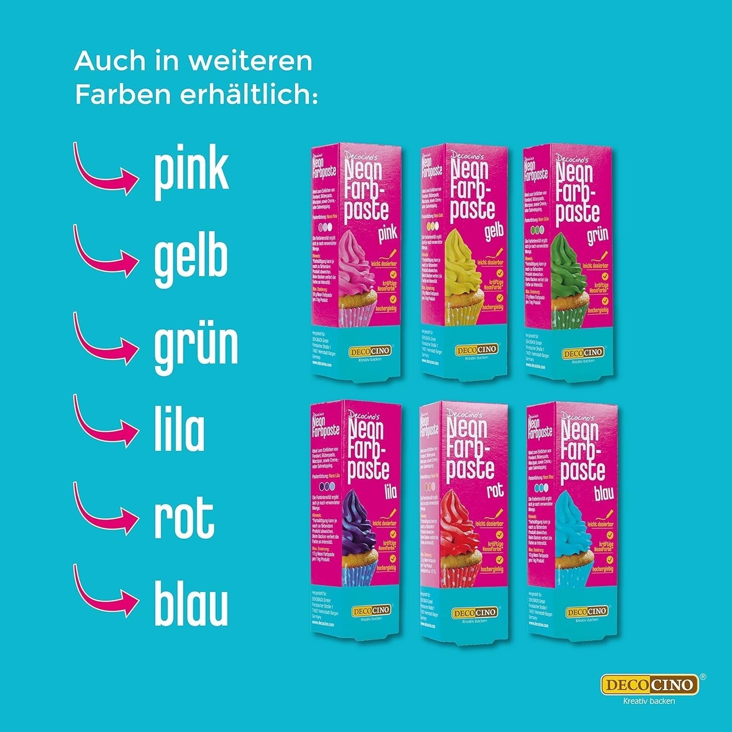 Decocino Neon Food Paste Red - Barwnik spożywczy w dużej dawce - Do barwienia ciast, babeczek, babeczek - Bez smaku