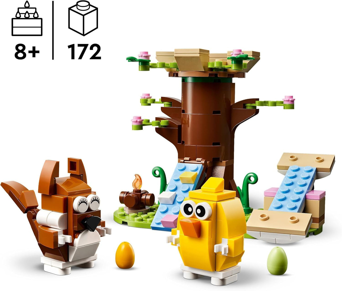 LEGO Wiosenny plac zabaw dla zwierząt, zestaw do budowania ptaków i wiewiórek, domek na drzewie dla dzieci, pomysł na prezent dla 8-letnich chłopców i dziewcząt, zestaw zwierząt, figurki zwierząt 40709 Zestawy do budowania Szukaj sklepu LEGO