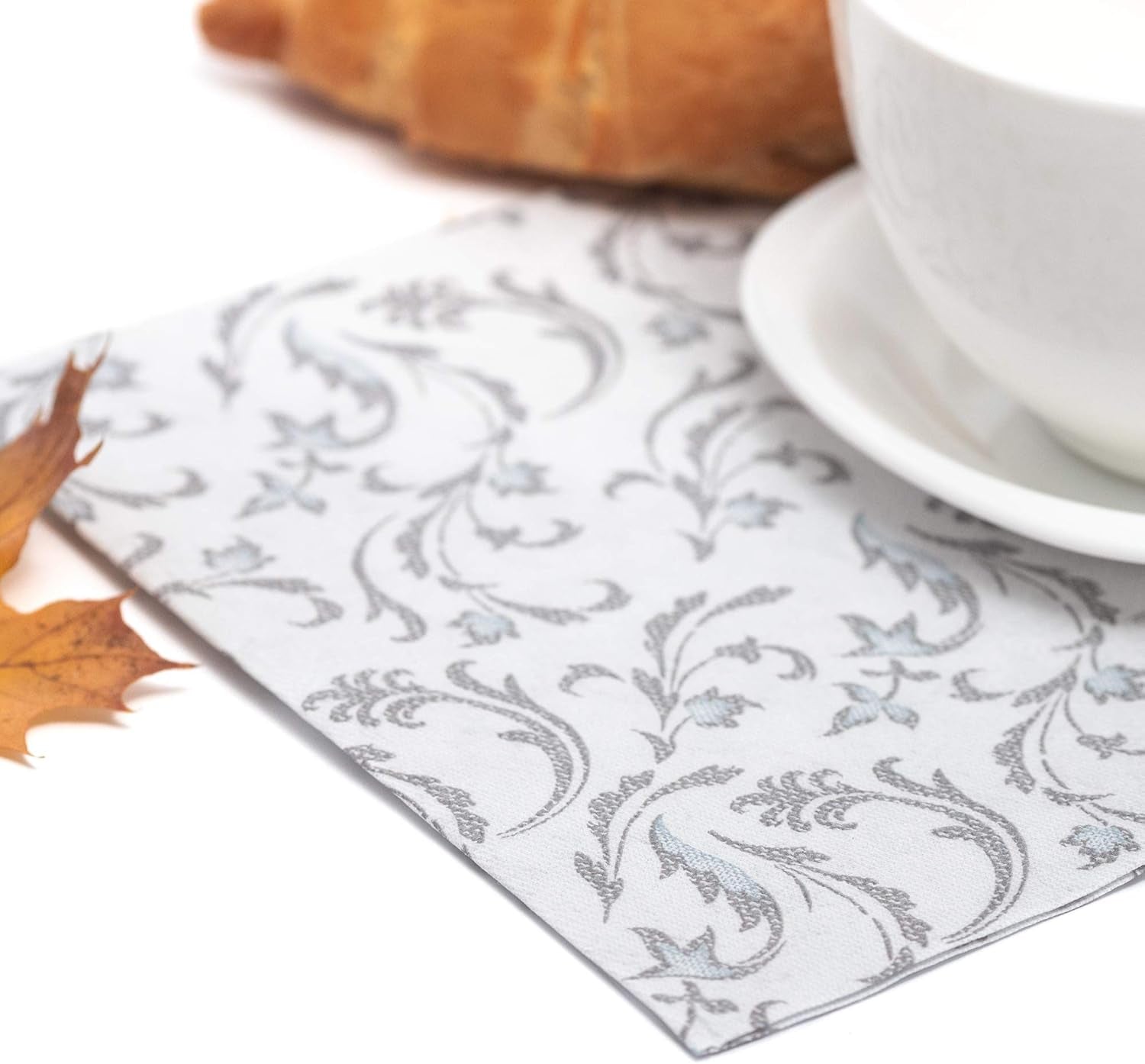 Papstar, 50 serwetek „ROYAL Collection” 1/4-krotnie 40 cm x 40 cm szare „Damascato”, #85005