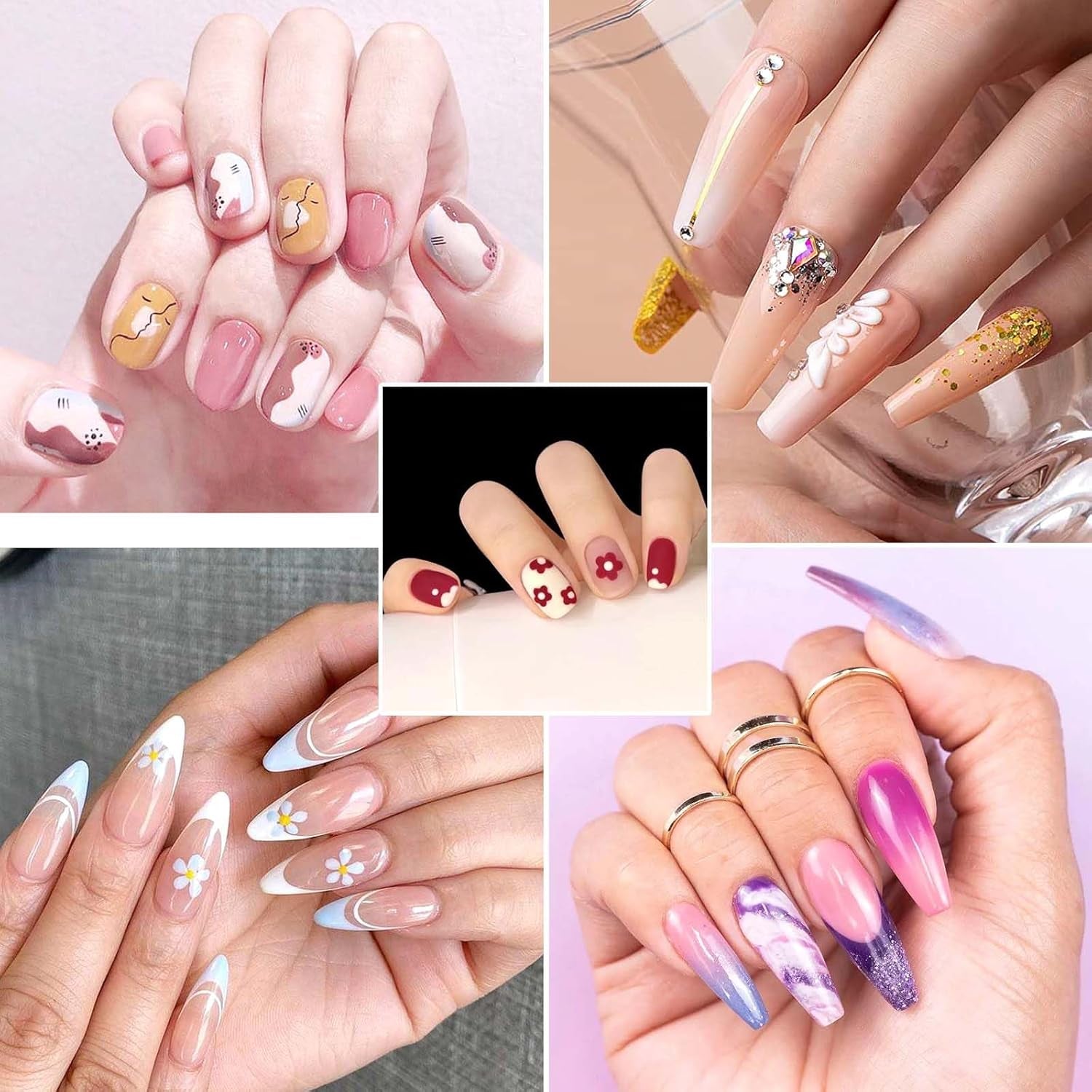 Hanyousheng 20 Stück Nagel Pinsel Set, 15 Stück Nageldesign Pinsel, 5 Stück Nail Art Rozsianych narzędzi do samodzielnego projektowania paznokci