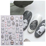 JMEOWIO 6 Blatt 3D Nagelsticker Ostern Nail Art Naklejka Selbstklebend Nagelaufkleber 5D Stereoskopisch Süßer Hase Ei Dekoration Nageldesign Zubehör