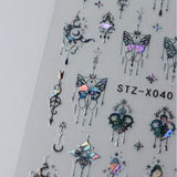 3D Metallic Schwarz Schmetterling Nagelsticker - Laser Pink Aurora Nagelaufkleber - Punk Butterfly Nail Art Naklejki - Srebrne naklejki do paznokci - Nageldesign Zubehör