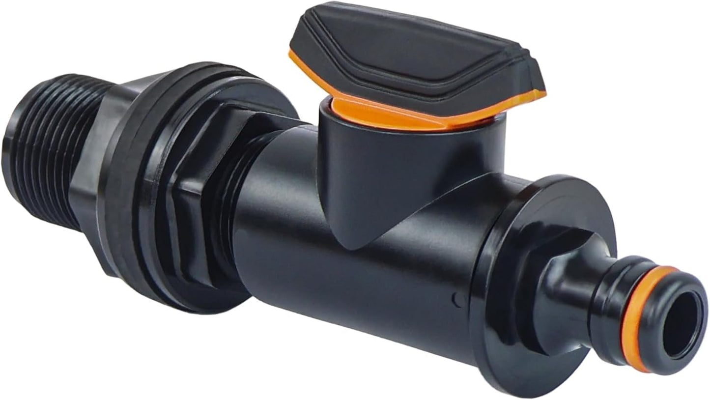 Armatura zbiornika z zaworem odcinającym 26,44 mm Gwint zewnętrzny 3/4" Szybkozłącze Montaż beczki na deszczówkę Beczka na deszczówkę Beczki na wodę 1 sztuka