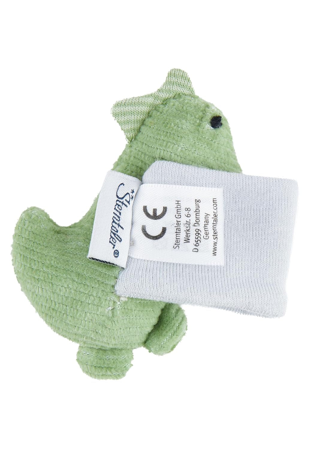 Sterntaler Dino Rexi Grzechotka na ramię - Miękki miękki sznurek Grzechotka dla niemowląt - Grzechotka dla niemowląt z elastycznym paskiem - Zabawka dla dziecka do zabawy, przytulania i grzechotki, Stone Green Baby Toys Naty Shop