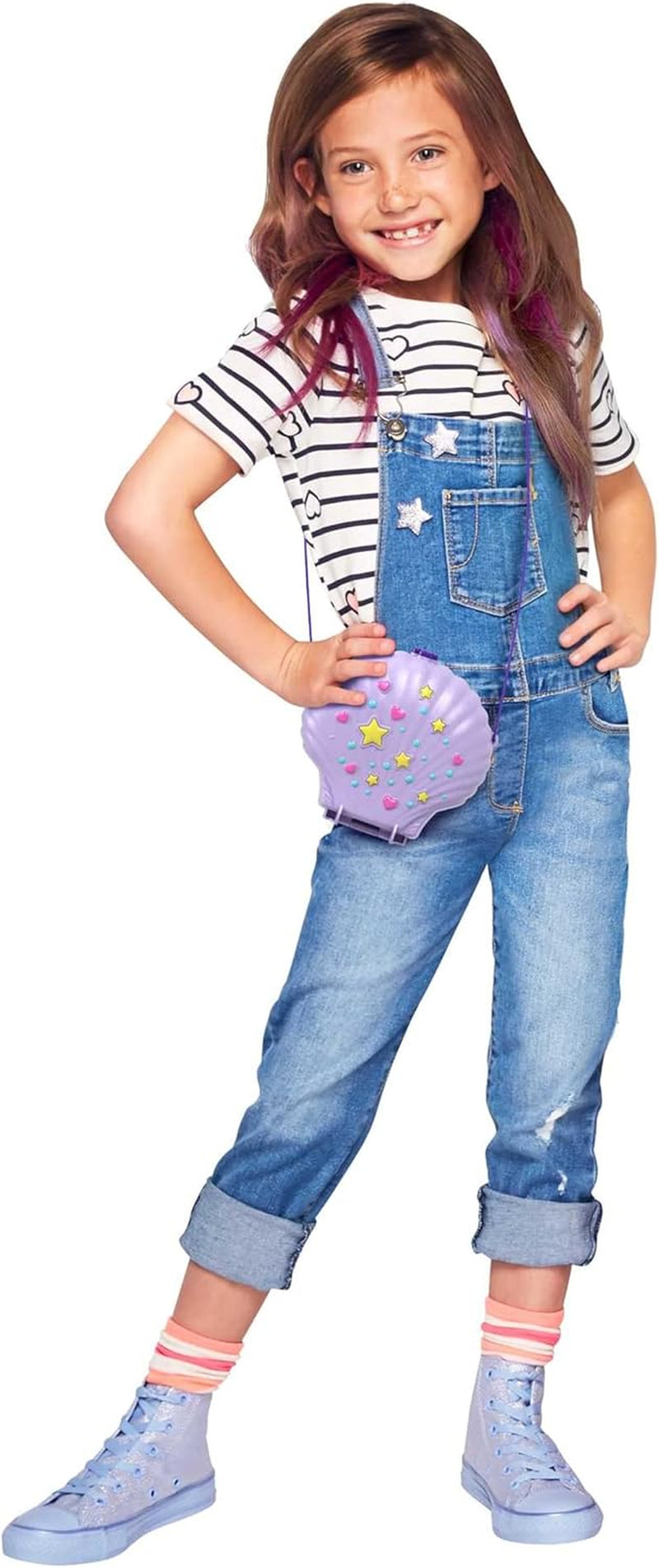 Pudełko do przechowywania Polly Pocket Torba w kształcie muszli z 2 lalkami i 1 łodzią podwodną Polly Pocket Zabawka syrenka, wiek 4+ GNH11