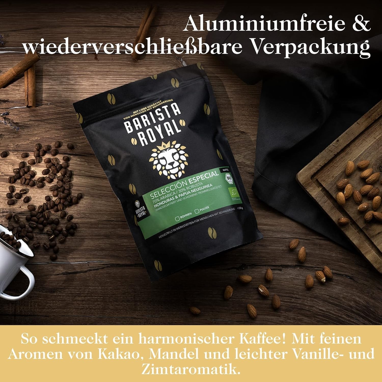 BARISTA ROYAL Bio Kaffeebohnen 1kg „Wybór Specjalny” | Frische Kaffeebohnen direkt gehandelt | 70% Arabika, 30% Robusta Kaffee ganze Bohnen | Idealny do maszyn w pełni automatycznych i filtrujących