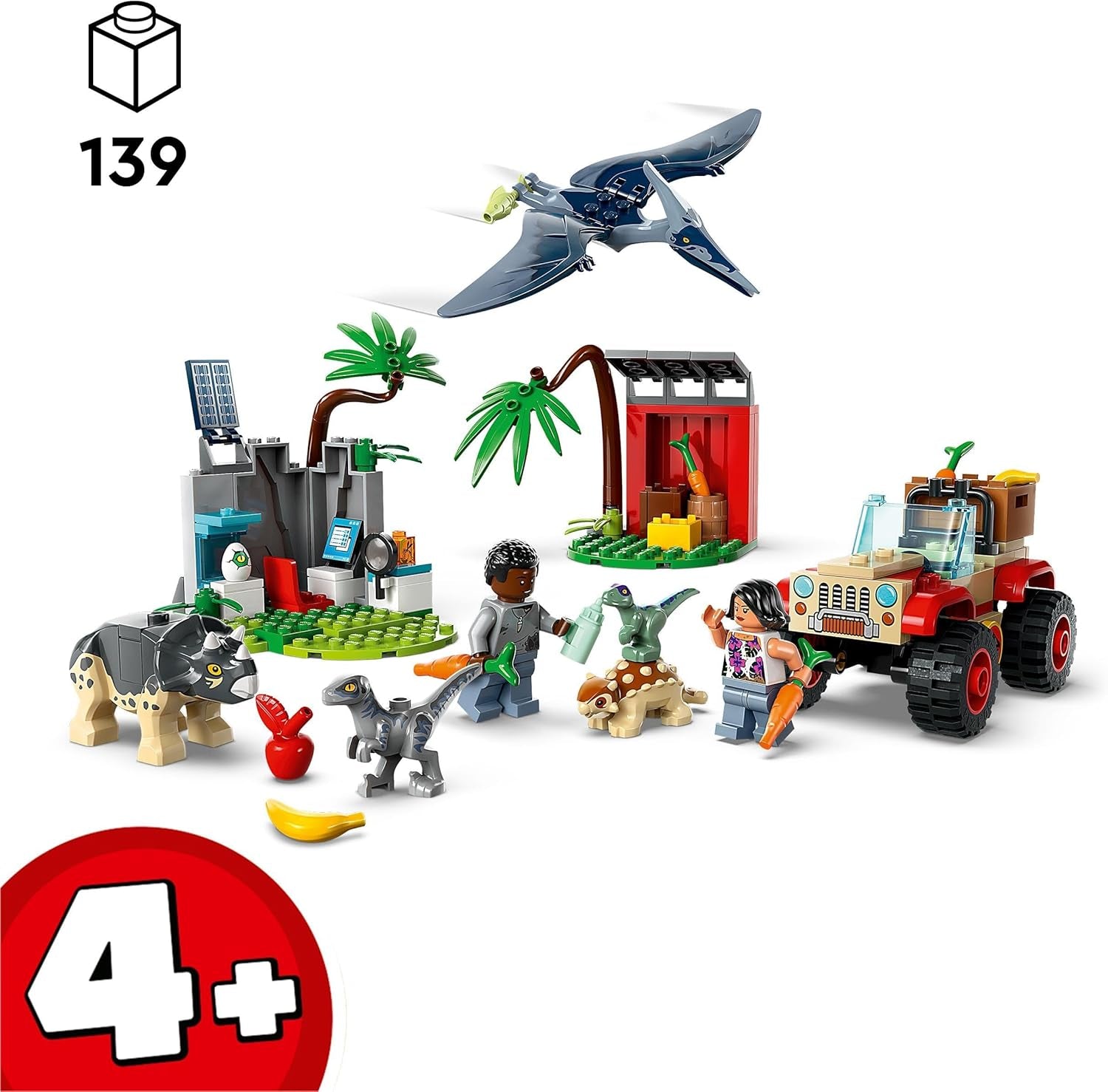 LEGO Jurassic World Centrum ratunkowe dla małych dinozaurów, zestaw z małymi figurkami dinozaurów, w tym Triceratopsem, Ankylozaurem i welociraptorem, prezent do budowania dla chłopców i dziewcząt od 4 lat 76963 Zestawy do budowania Besuche den LEGO-Store