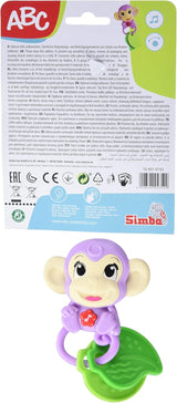 Simba 104010192 - Grzechotka muzyczna małpka ABC, 2 elementy sensoryczne, z funkcją muzyczną, 17cm, zabawka dla dzieci od 6 miesiąca Baby Toys Naty Shop