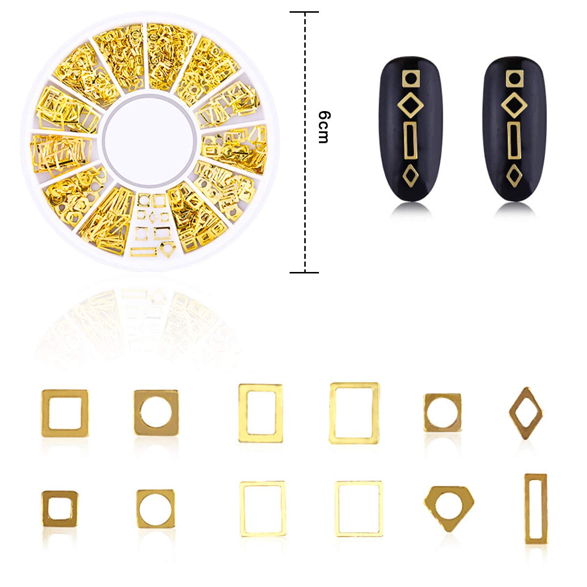 4 pudełka Nagel Art Strass, 3D Nagel Art Dekoracje, Mix Größe Nagel Perlen Glitter Strass Gold Metall Hohlniet Nagelkunst Stern Mond Sonne Nagel Zubehör Für DIY Nageldesign
