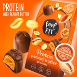 Feel FIT Praliny proteinowe z masłem orzechowym w wysokiej jakości mlecznej czekoladzie, bez dodatku cukru, 17% białka, bezglutenowe 66g (1 opakowanie)