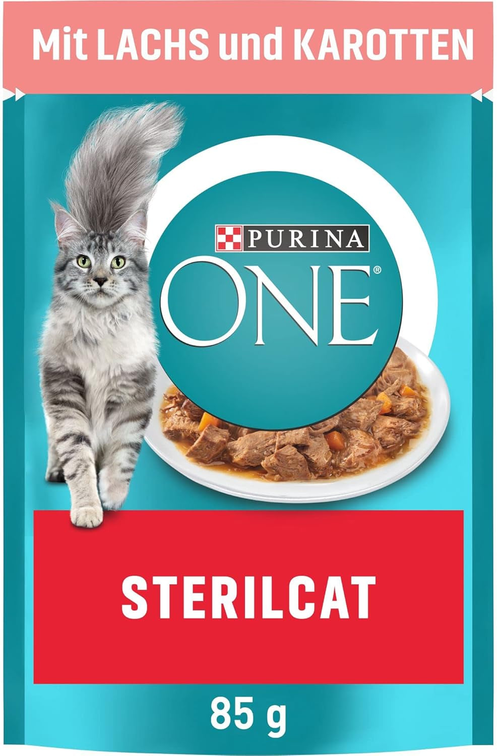 PURINA ONE STERILCAT mokra karma dla kotów, delikatne kawałki w sosie dla kotów sterylizowanych, z łososiem, opakowanie 26 szt. (26 x 85 g)