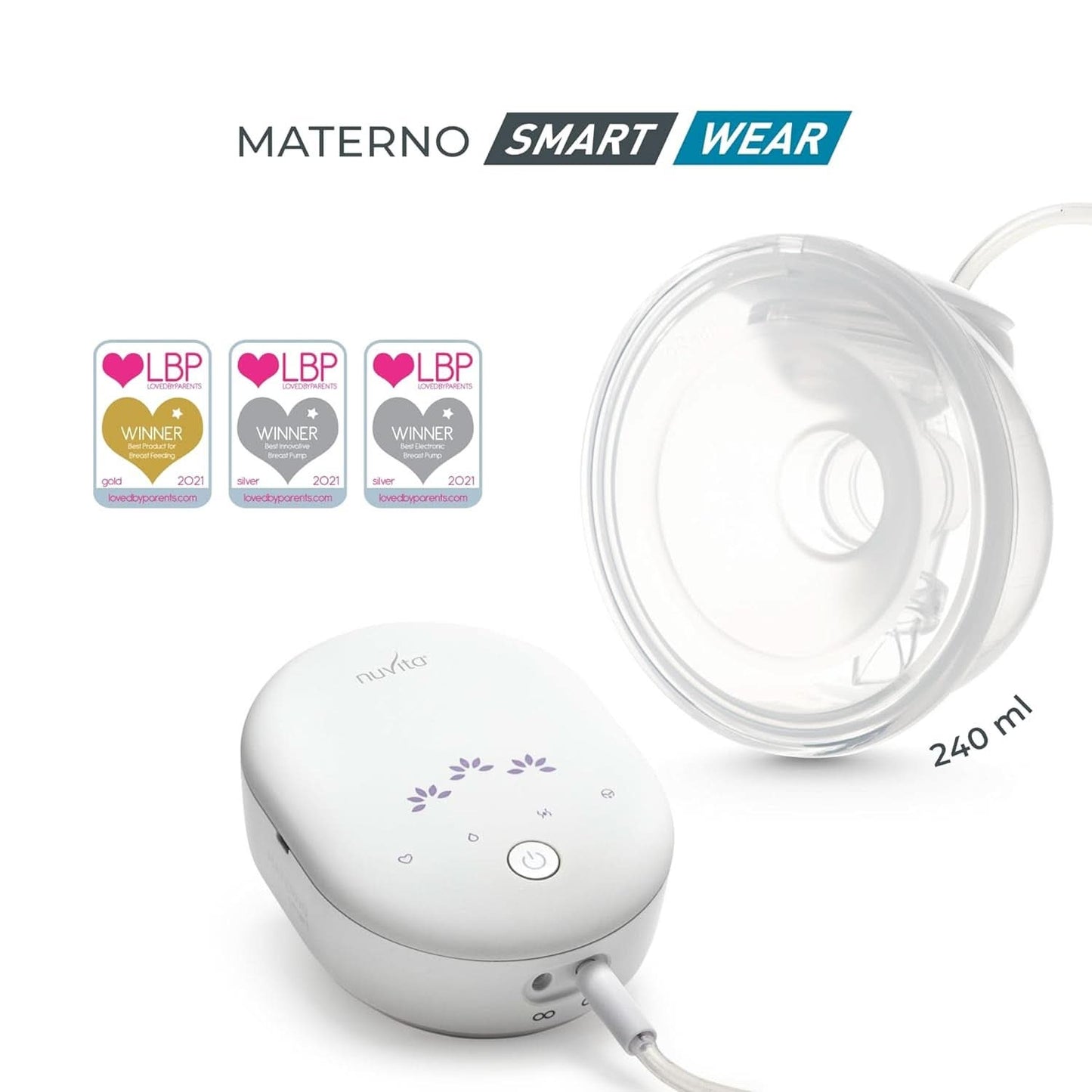 Nuvita Materno Smart Wear 1287W - Przenośny laktator elektryczny bez użycia rąk - technologia 3-fazowa, konfigurowalny, przenośny, dostępny zestaw do konwersji podwójnego laktatora Akcesoria Żywność i karmienie piersią Sklep Bebe Naty