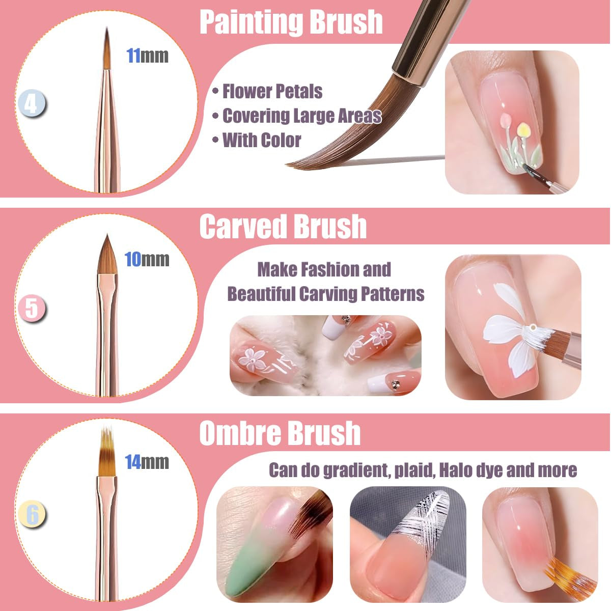 10 Stück Nail-Art-Pinsel, Nagel-Gel-Nagellack-Malpinsel, Zeichenstift, Nagel-Liner-Pinsel i Nagel-Dotting-Stift Für Gel-Nagellack, DIY, Maniküre, Salon Zu Hause