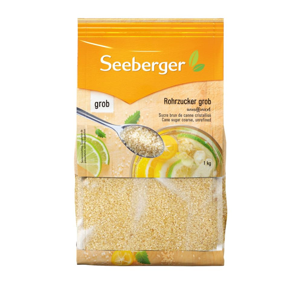 Seeberger Rohrzucker Grob 5Er Pack: Vollrohrzucker Besonders Aromatisch - Ideal Für Cocktails Und Zum Backen - Grob - Unraffiniert, Vegan (5 X 1 Kg) Słodziki Naty Shop 1 Kg (5Er-Pack)
