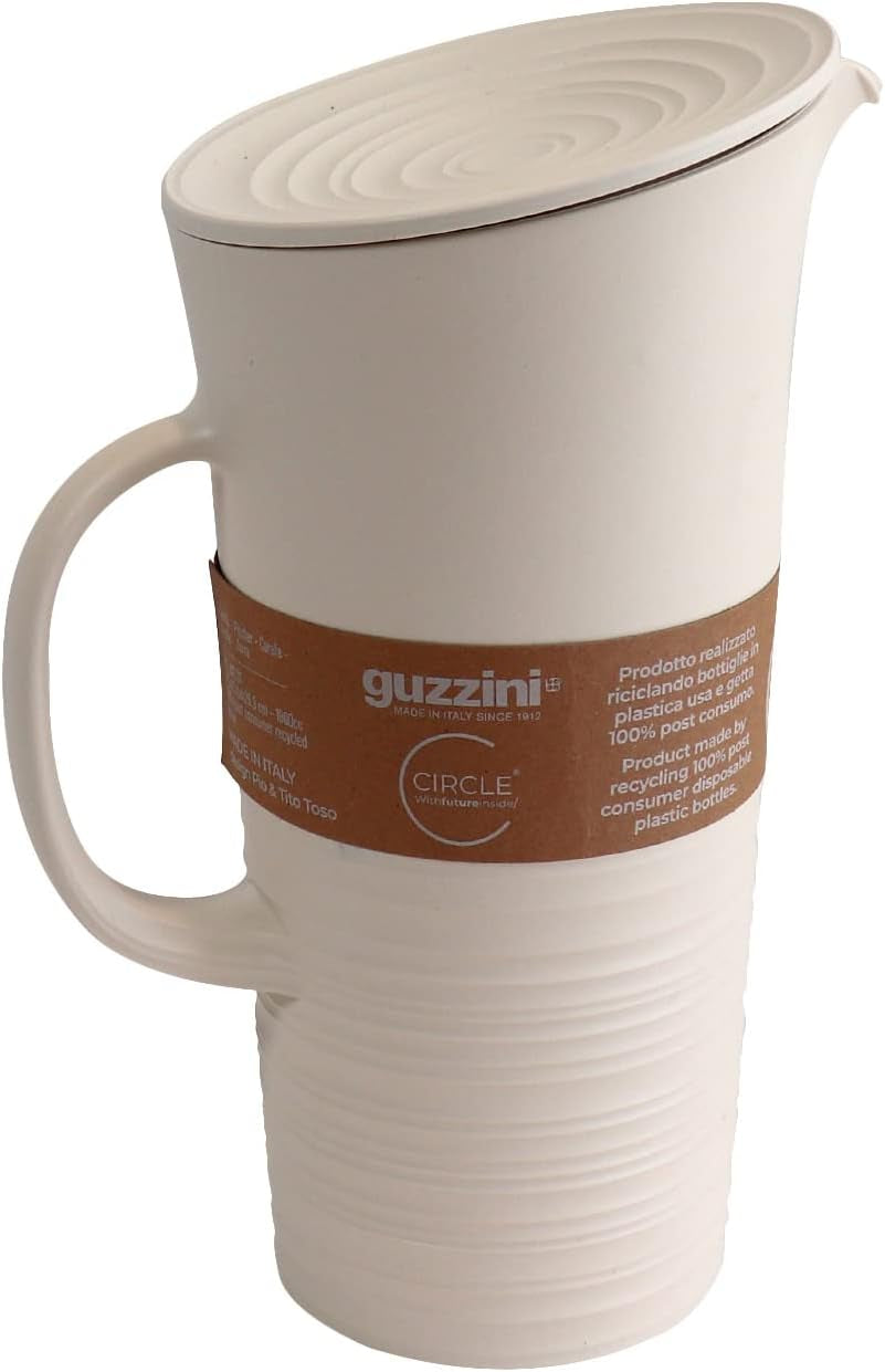 Guzzini - Tierra, Karafka z pokrywką - Mleczna biel, 18,7 x 13,4 x 10 x h26,9 cm | 1800 cm3 - 181701156, Bianco