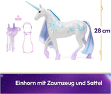 Lodowiec Unicorn Academy Unicorn — 28 cm wzrostu, oryginalny jednorożec Layla's Netflix z prawdziwą grzywą i ogonem, zdejmowaną uzdą, siodłem i szczotką, dla dzieci w wieku od 4 lat
